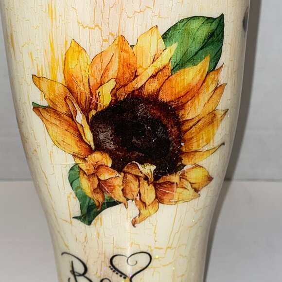 Original Stainless Steel Tumbler Sunflower Glitter Be You Tiful Metal Straw - Picture 2 of 7